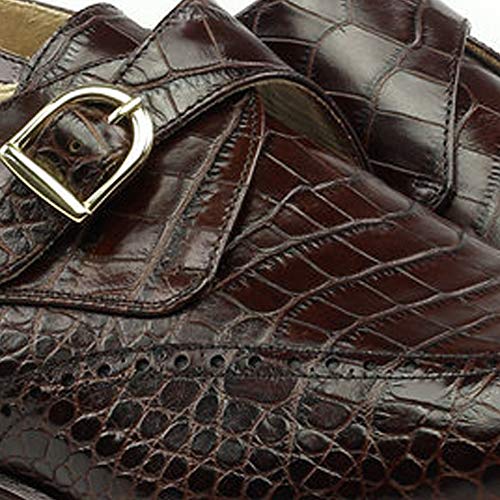 Costoso-Italiano-Goodyear-Welted-Nottingham-Mens-Brown-Croc-Print-Leather-Formal-Slip-On-Buckle-Monk-Strap-Shoes-with-Violin-Leather-Sole