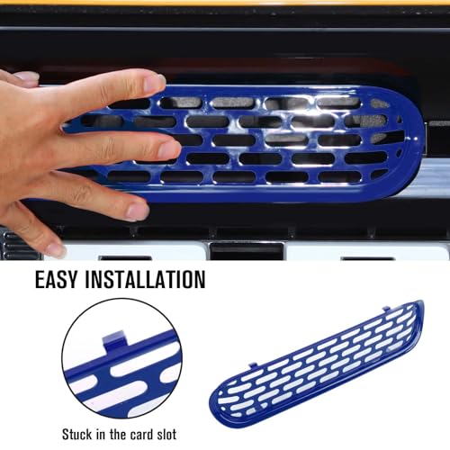 Image of Jimen Compatible with Ford Bronco 2021-2023, 6PCS Front Grille Inserts Mesh Grill Cover Exterior Trim Accessories (Dark Blue)