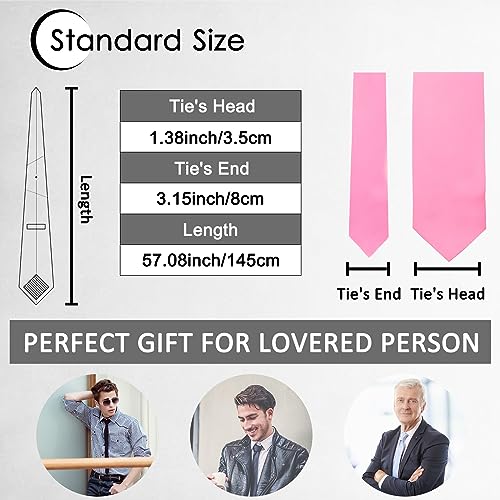 Image of Luckyvestir Mens Tie Solid Satin Neck Ties 3.15'' Formal Necktie for Wedding Business Christmas Father's Valentine's Day Gift