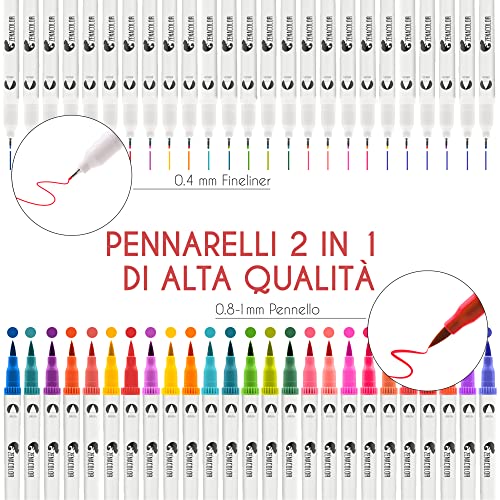 Pennarelli Doppia Punta - 100 Colori Brush Pen