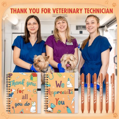 Chivertion 40 Pcs Vet Tech Week Gifts Bulk Veterinary Spiral Notebooks with Matching Ballpoint Pens, Appreciation Present for Vet Technician Assistant Doctor Nurse Pet Staff Dog Lover Office Supplies - Image 6