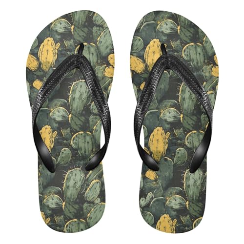 Cactus Pattern Flip Flop Sandal for Women Men, Casual Beach Slippers Indoor Outdoor XS