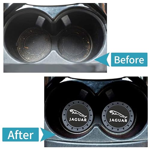 2pcs with Jaguar Car Cup Holder Coaster,Cup Holder Insert Coaster with Jaguar XE XEL XF XFL XJ F-PACE F-Type Series,Anti Slip Car Cup Coaster for Car Interior Accessories - Thumbnail 4