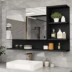 Armario Espelheira Para Banheiro 1 Porta Cleópatra (Preto)