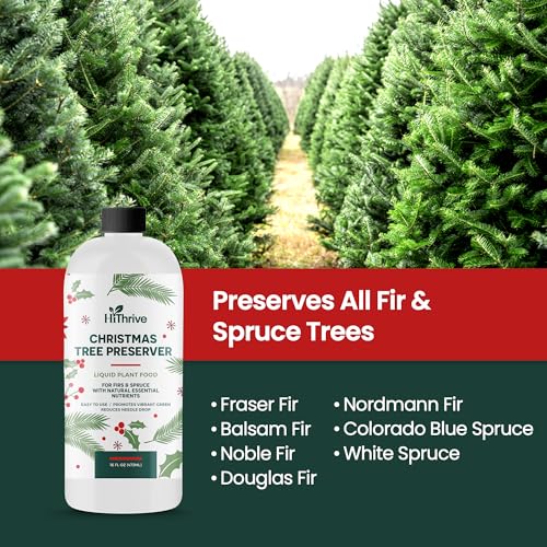 16oz christmas tree preserver - makes 8 gallons of christmas tree saver liquid - for fir amp spruce trees - reduces needle drop promotes hydration ideal fertilizer for fresh lasting holiday trees