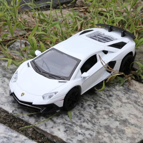 Image of 1:32 Scale Lamborghini LP750 Model Diecast Metal Pullback Toy car with Openable Doors & Light, Music Boys car for Kids Best Toys Gifts Toys for Kids (White)