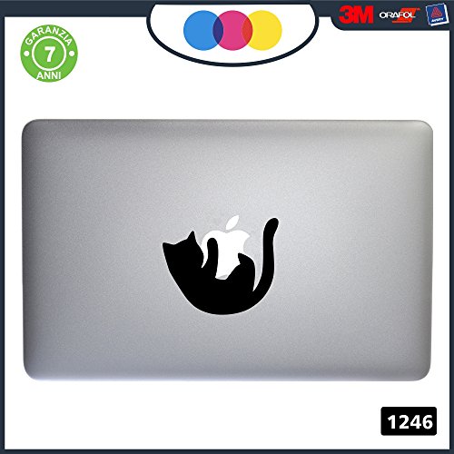Pegatina Gato Gatito    -para todos los modelos de Apple Mac Book 13  15  17  -Pegatina para cualquier Computer también no MAC BOOK  Color Negro Cod. 1246