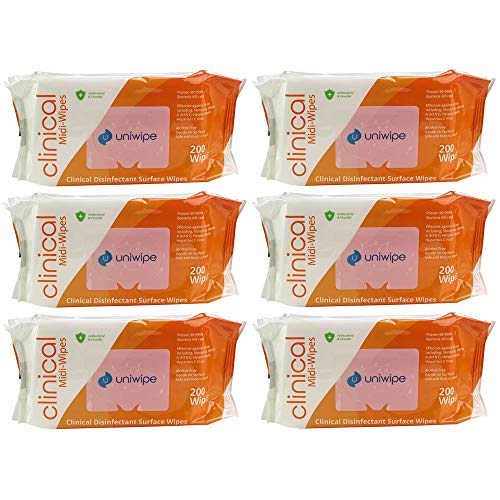 Uniwipe - Toallitas de superficie clínica, 200 toallitas por paquete (paquete de 6) Cover