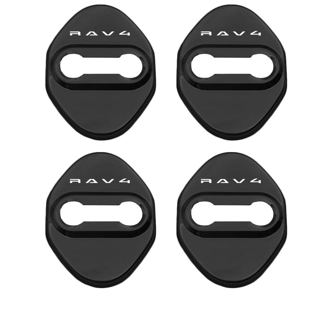 FOR 新型 RAV4 XA60 2026 車のドアロックバックルカバー特別な車のステンレススチールドアロックカバー車のドアロックバックル保護カバー防錆装飾カバー傷や摩耗に強く取り付けも簡単 RAV4 XA60アクセサリー (黒)