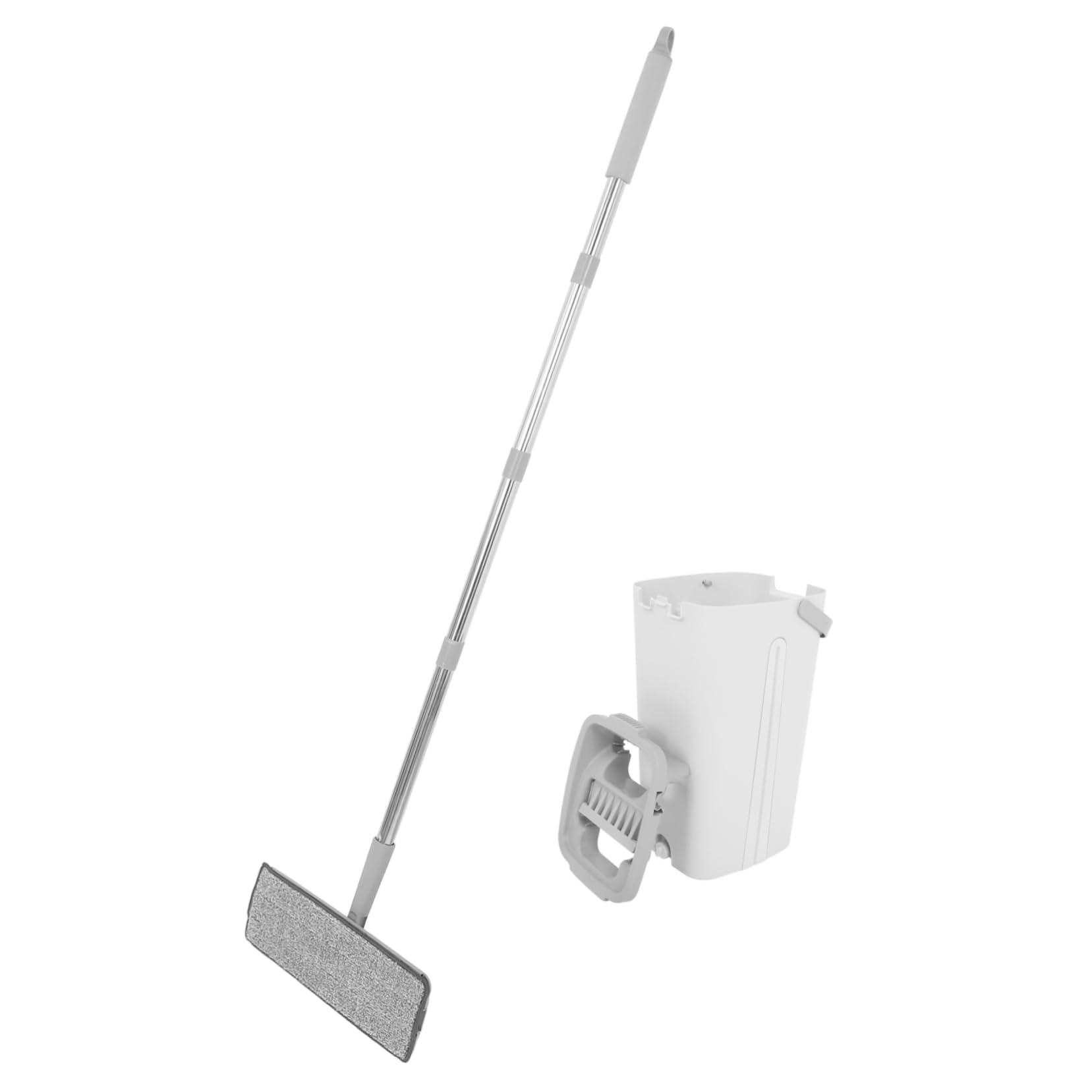 KOMBIUDA Mop Pavimenti Wet Dry Floor Mop con Secchio Strizzatore, Panni in Microfibra Riutilizzabili, per Finestre e Piastrelle, Bianco
