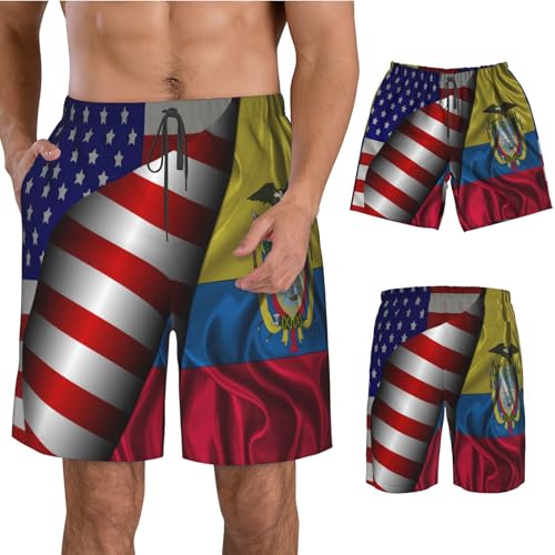 Men's Swim Trunks Beach Shorts Drawstring Quick Dry Running Shorts with Pockets