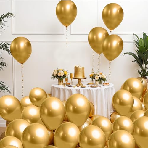 Image of Party Propz Golden Chrome Balloons - 25 Pcs Gold Balloons | Metallic Golden Balloons For Decoration | Gold Balloon For Decoration | Balloon For Birthday