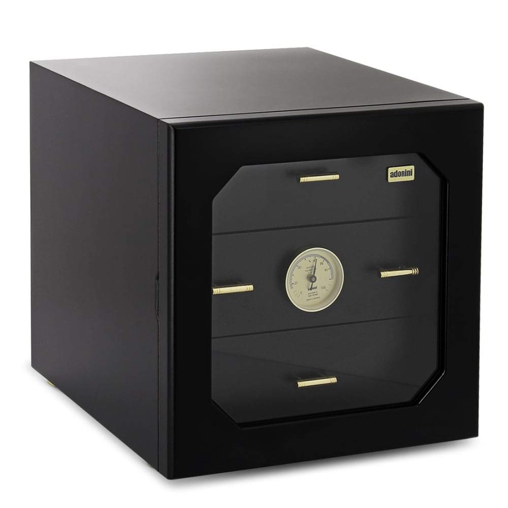 Chianti adorini Humidor Moyen Armoire de cigares, cèdre Espagnol - avec Haut-​hygromètre Cheveux, Noir