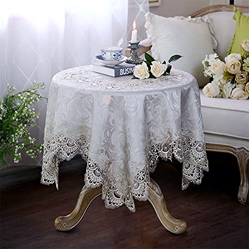 Artable Lace Small Table Cloth Fall Christmas Macrame Tablecloth Table Topper For Thanksgiving Outdoor Farmhouse Rustic Kitchen Party Birthday Picnic (Stone, 33 X 33 Inch Square) #TOP2