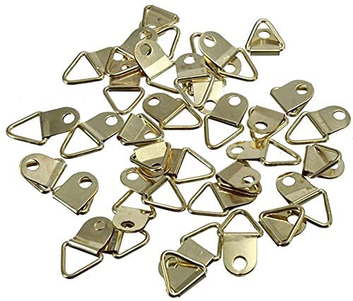 RED APPEL Golden Small Metal Photo Picture Frame Hook Hanger Triangle Ring Single Hole with Screws (Small, 25)