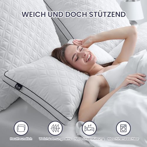 BedStory Kopfkissen 40x80cm 2er Set Kissen, Schlafkissen aus 2X950g Mikrofasern, Atmungsaktive und waschbare Bettkissen,Ideal für Tiefen Erholsamen Schlaf,Öko-Tex Zertifiziert – Bild 4
