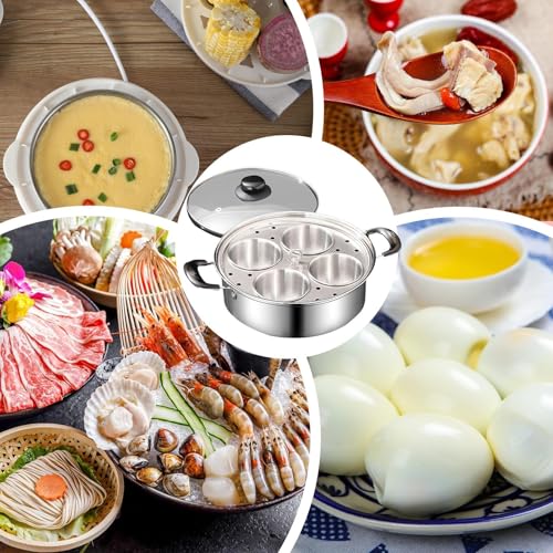 Poached Egg Pan Set, Practical Stainless Steel Egg Poacher Kit, Steamer Eegg Maker Pan, Non-Stick 4 Cup Eegg Maker, Kitchenware, Rust-Resistant Cooker for Breakfast, Brunch Cooking - Image 4