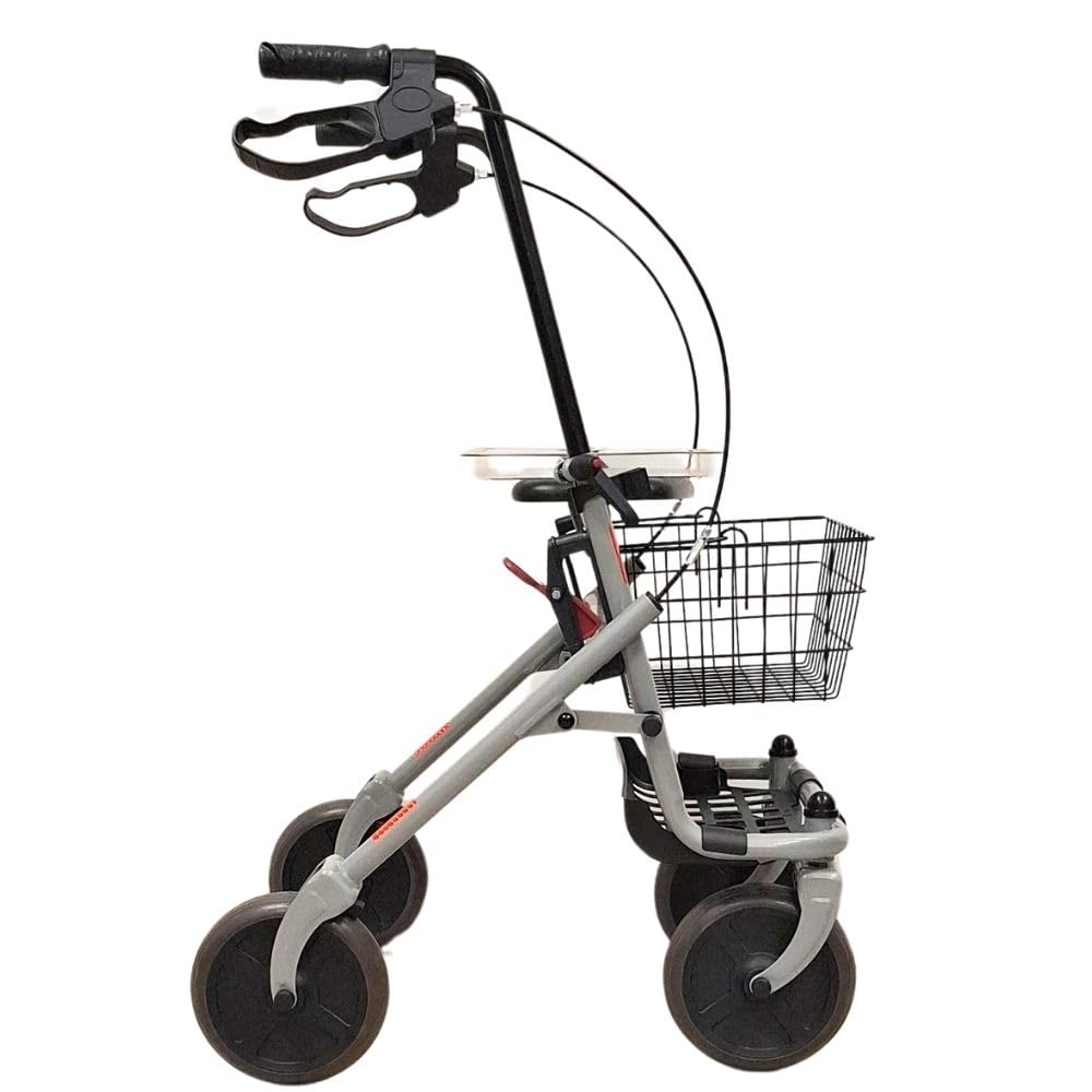 TERMIGEA Deambulatore, Rollator Pieghevole Per Anziani, Disabili E Malati, Sedile In Plastica Con Vassoio, Cestino Portaoggetti, Porta Bastone