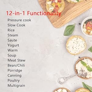 KINGBULL 12 in 1 Electric Pressure Cooker Slow Cooker Rice Cooker Steamer Saute Yogurt Maker Warmer One Touch ProgramsSupport DIYStainless SteelBlack 6 Quart