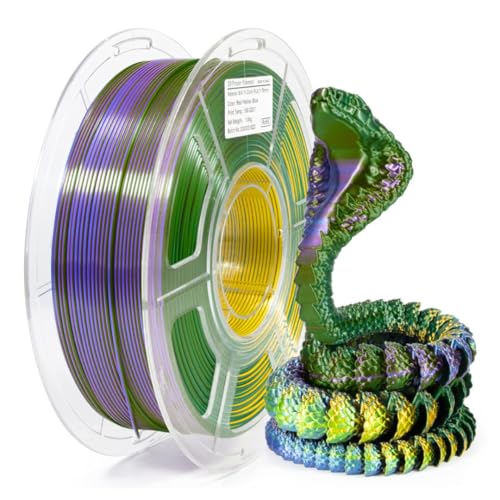 Image of FiLAMONT PLA Silk Filament 1.75mm, 3D Printer Filament, Shiny Silk 1.75 PLA Filament, 1kg(2.2Lbs) /Spool (Silk Emerald Green,Purple Yellow)
