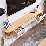 Design soigné : ce meuble TV suspendu dispose de trous d'enfilage pour une organisation facile du cordon d'alimentation, gardant votre espace propre et bien rangé. Le design à bords arrondis améliore la sécurité en minimisant les risques de collision. Parfait pour tout salon ou espace de divertissement, cette élégante armoire allie fonctionnalité et esthétique moderne, ce qui en fait un excellent ajout à votre décoration d'intérieur.