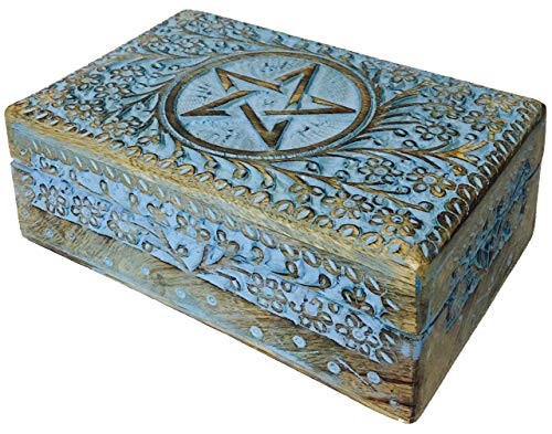 S.B.ARTS Premium Wooden Mini Jewellery Box Star Design-Trinket Box for Ladies-Jewellery Storage Case-Antique Look-Traditionally Handcrafted-Home Decor Accessories-Ideal Gift for Women, Style 9