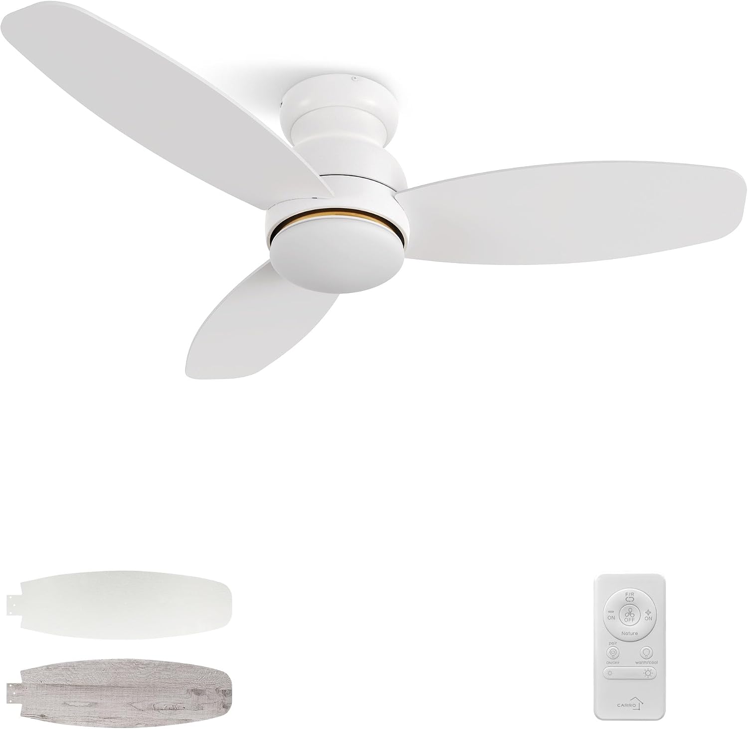 SMAAIR 60 Inch Ceiling Fans with Lights, Flush Mount Ceiling Fan with Light and Remote Control, Quiet DC Motors, 2 Color Reversible Blades, Indoor Ceiling Fan for Bedroom, Living Room, Wooden/Walnut