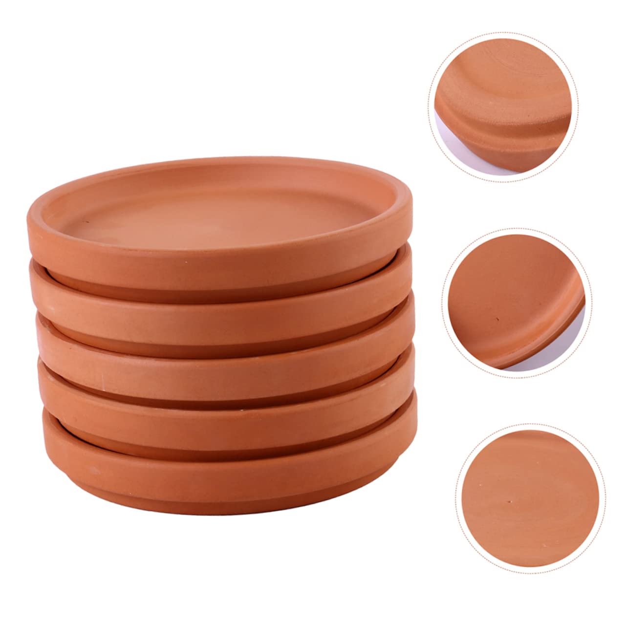 GANAZONO Sottovasi In Terracotta Da 20 Cm - Confezione Da 5 Pezzi - Rotondi, Impermeabili, Per Vasi Da 10