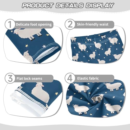 Sheep Stars Pattern Girls Leggings Soft Comfortable Athletic Leggings Dancing Pants for 4-10 Years3