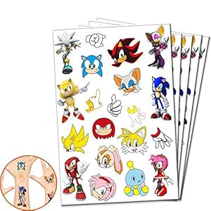 Sonic tijdelijke tatoeages voor Sonic Kids verjaardagsfeestje decoraties levert (5 vellen, 20 stijlen)