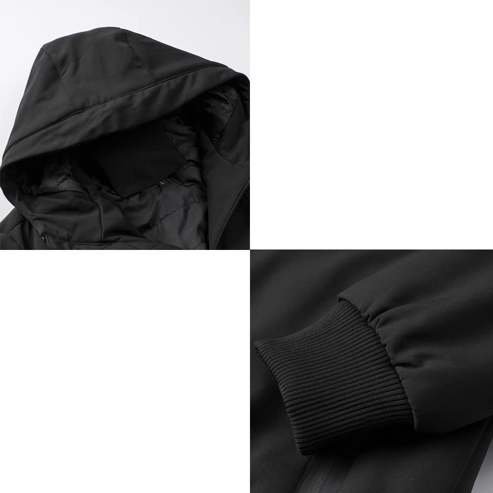 TONY BACKER Veste pour homme d'hiver Softshell imperméable coupe-vent avec capuche, veste chaude, veste décontractée, pour homme, randonnée