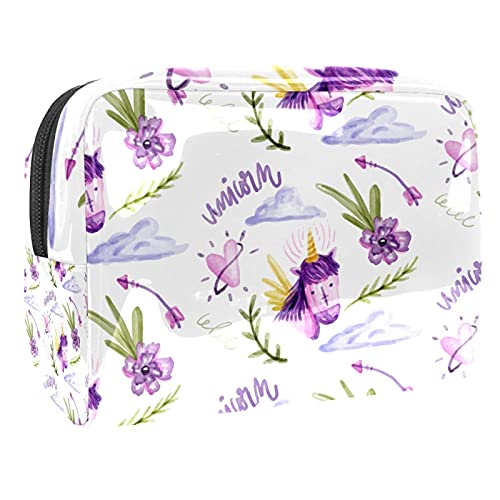 Trousse de maquillage femme imperméable - Grand vanity de toilette portable licorne et fleurs