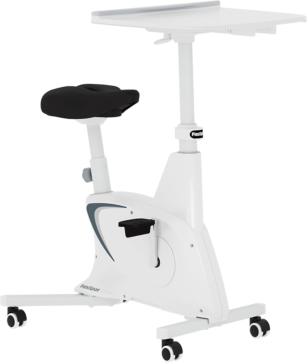 FLEXISPOT Exercise Bike with 2D Desktop, Space Saving Under Desk Bike with Removable Desk, Stationary Bikes Indoor Bikes with 300LBS Heavy Duty 8-Level Resistance Flywheel Optional LCD, V9PRO/V9MAX