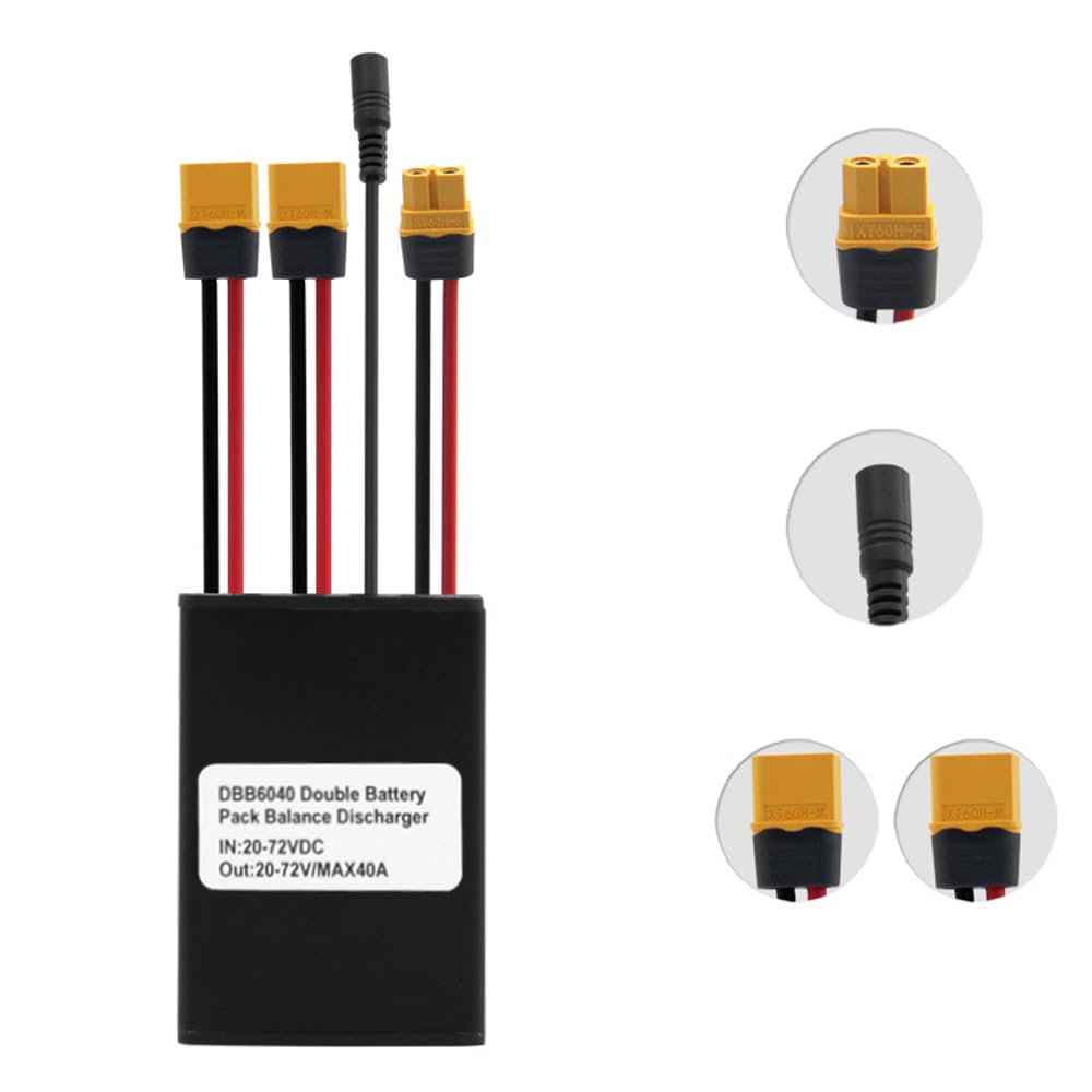 Adaptador Nutriess Dual Battery Connector, 20 V a 72 V, 40 A, bicicleta eléctrica, convertidor de doble batería, balance de paquete, adaptador de conexión, (40 A)