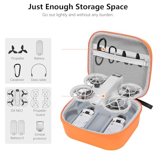 FPVtosky Carrying Case for DJI NEO, Porable Travel Storage Bag for DJI NEO Drone Aceessories (for DJI NEO, Orange) by FPVtosky - Image 3