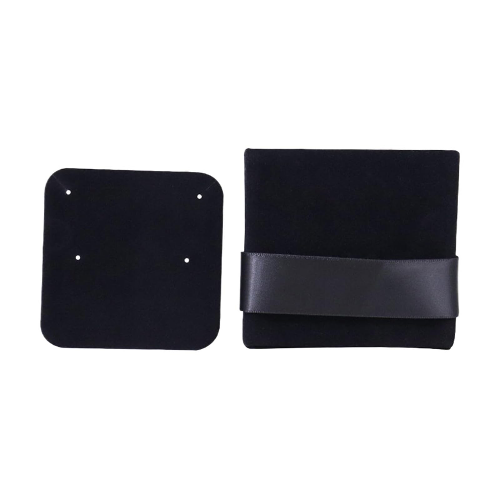 SHENJMAI Velvet Jewelry Pouches Velvet Jewelry Storage Bag Knitted Fabric Flip Ribbon for Earrings Necklace Square Socket Thicken Packaging(C-Black)