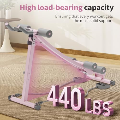 Image of Ab Machine for Home Gym, 440 LBS Ab Trainer with Digital Display, 4 Adjustable Resistance Levels, Foldable Abdominal Workout Equipment with Knee Protection for Core Strength Training