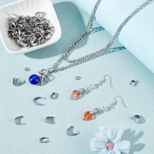 UNICRAFTALE About 120Pcs 6 Styles Stainless Steel Pinch Clips Clasp Bail Snap On Bails Hook Pendant Clip Clasp Metal Connector Clasps Pendant Clasps for Neckalce Jewelry DIY Craft Making - Image 2
