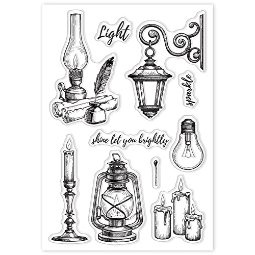 Globleland Vintage Lights Silicone Clear Stamp Candles And Street Lamp Transparent Silicone Stamp Light Bulbs Rubber Stamp For Scrapbook Journal Card Making #TOP7