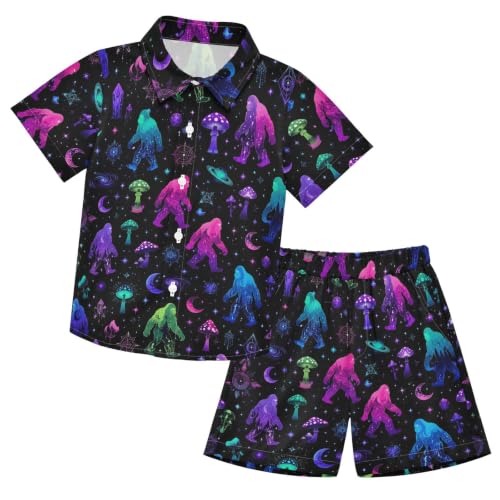 Image of 3T Toddler Boy Shorts Set Teal Hawaiian Button Down Shirts Summer Outfits for Little Boy