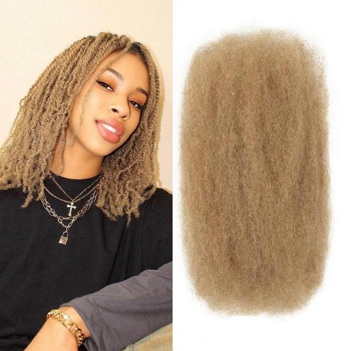 Afro Kinky Bulk Human Hair 4c Curly for Locs/Twists/Braids (16in) Honey Blonde