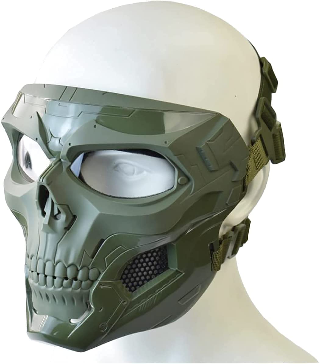 PJ Tactische snelle helm met verstelbare airsoft masker schedel volgelaatsmasker geschikt voor airsoft paintball, Halloween, rollenspel, kostuumfeesten en filmrekwisieten