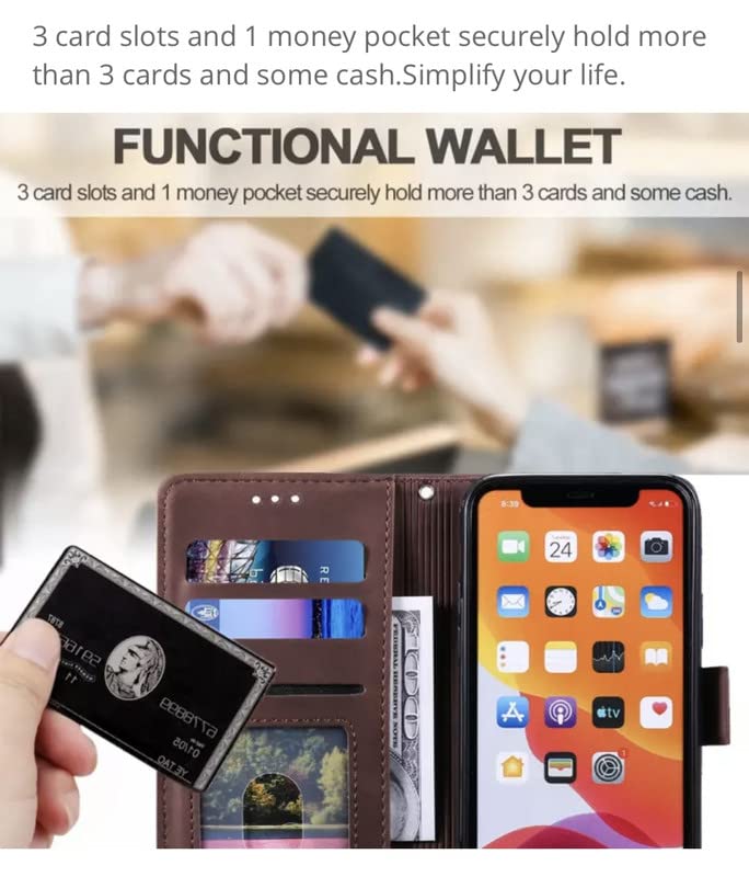 Image of TROUNCE Professional Flip Cover (Shock Proof | Velvet Finish | Card Pockets Wallet & Stand | Brown) Case for Samsung Galaxy A54 5G