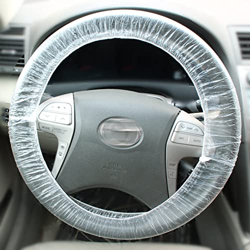 Tmax Disposable Steering Wheel Covers And Gear Selector Covers - 100 Piece Set Of Clear Plastic Steering Wheel Covers And 100 Piece Set Of Gear Selector Covers #TOP11