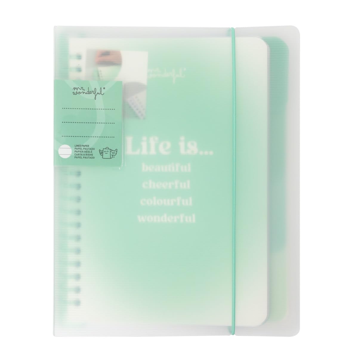 Mr. Wonderful - Life is beautiful, cheerful, colourful, wonderful A5 Notebook with Translucent Plastic Cover