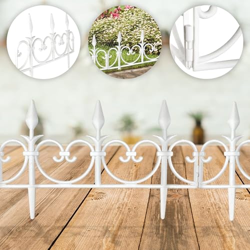 FISHTEC - Flexible Gartenbegrenzung aus Kunststoff im 8er Set - Gesamtlänge 4,08 m - Für Beete Rasenflächen Wege und Gartenbereiche - Einfache Montage - Farbe Weiß - Maße 50 x 30 cm