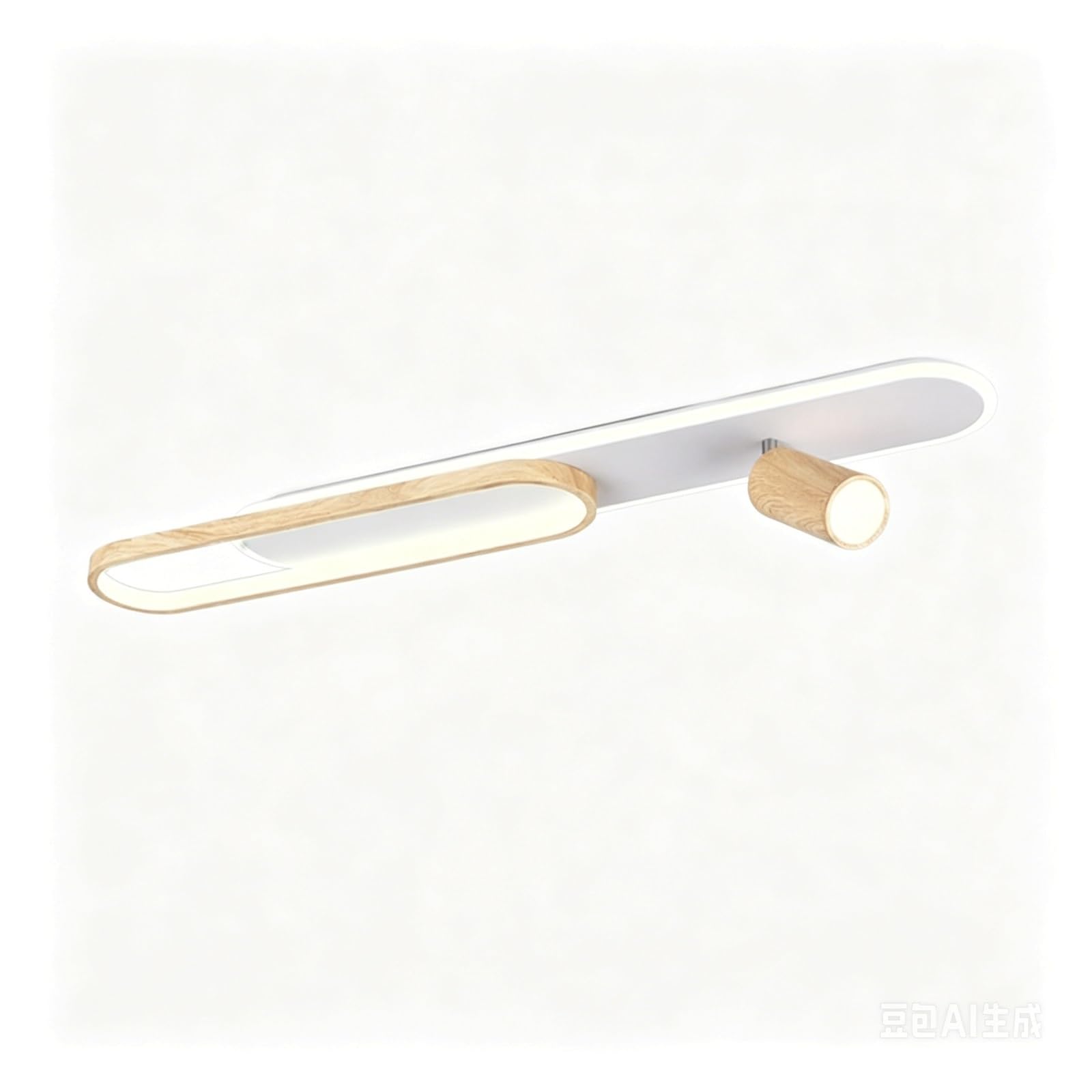Plafonnier LED bois luminaire linéaire de 60cm semi-encastré pour plafond