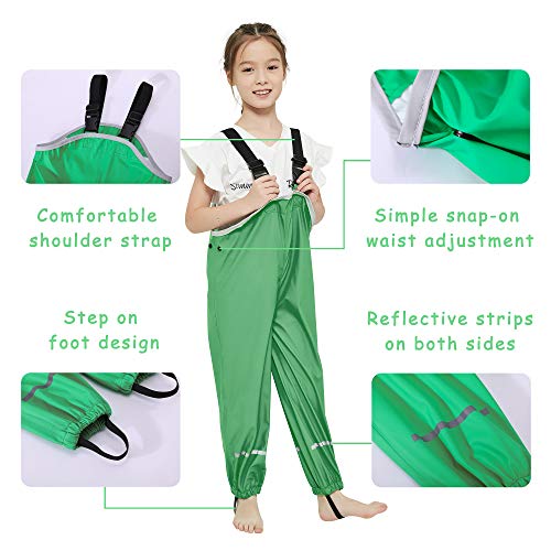 Image of Kids Unisex Rain Pants, Green, Size 2-9 Years