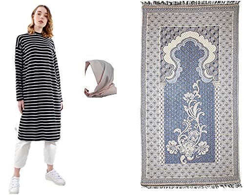 Ottoman Turkish Style Muslim Dress for Women-Abayas for Women Muslim-Prayer Clothes for Muslim Women (Black P.Rug)