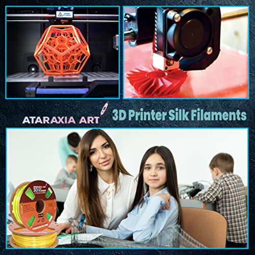 Image of Ataraxia Art PLA 3D Printer Filament, Triple Color Coextrusion PLA Filament 1.75mm, Silk Shiny Blue-Yellow-Purple Filament, 3D Printing Filament 1kg /2.2lb Spool, ±.03mm, with Filament Storage Bag